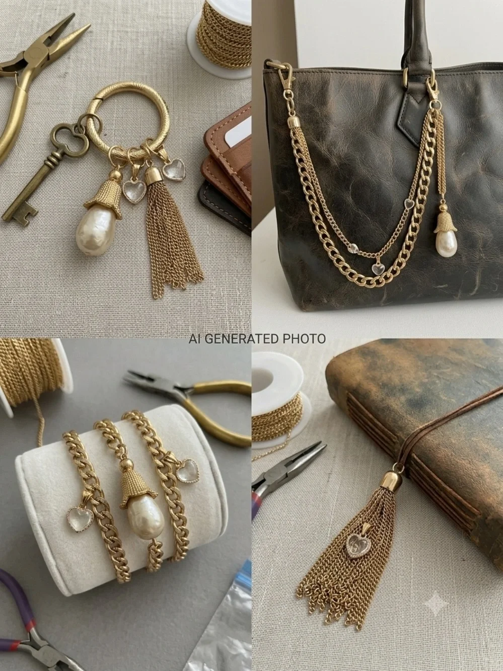 Assortment of Gold tone, Pearl ,Tassel, and heart Accessories- 2 sets